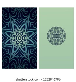 Templates card with mandala design. Vector illustration. For visit card, business, greeting card invitation