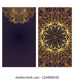 Templates card with mandala design. Vector illustration. For visit card, business, greeting card invitation