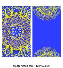 Templates card with mandala design. Vector illustration. For visit card, business, greeting card invitation