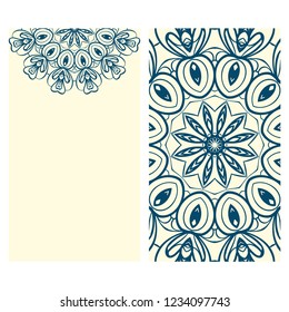 Templates card with mandala design. Vector illustration. For visit card, business, greeting card invitation