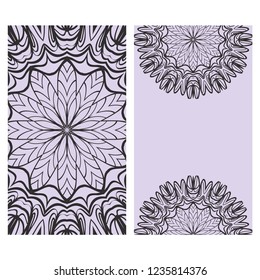 Templates card with mandala design. Vector illustration. For visit card, business, greeting card invitation