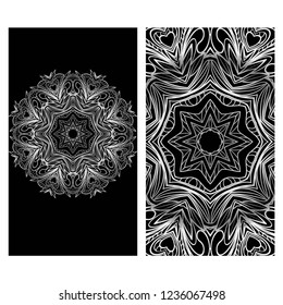 Templates card with mandala design. Vector illustration. For visit card, business, greeting card invitation