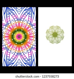Templates card with mandala design. Vector illustration. For visit card, business, greeting card invitation