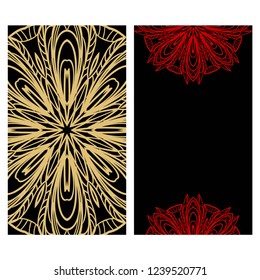 Templates card with mandala design. Vector illustration. For visit card, business, greeting card invitation