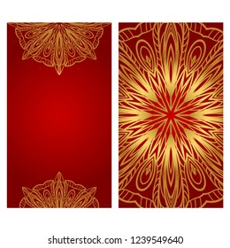 Templates card with mandala design. Vector illustration. For visit card, business, greeting card invitation