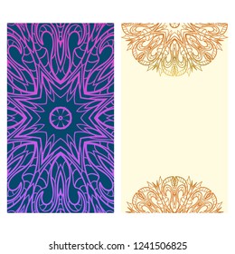 Templates card with mandala design. Vector illustration. For visit card, business, greeting card invitation