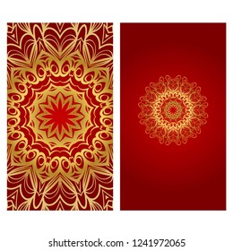 Templates card with mandala design. Vector illustration. For visit card, business, greeting card invitation
