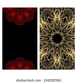 Templates card with mandala design. Vector illustration. For visit card, business, greeting card invitation