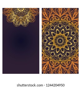 Templates card with mandala design. Vector illustration. For visit card, business, greeting card invitation