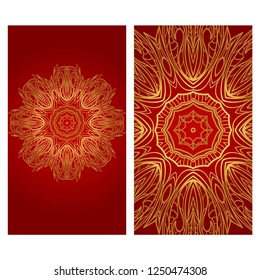 Templates card with mandala design. Vector illustration. For visit card, business, greeting card invitation