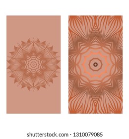 Templates Card With Mandala Design. Vector Illustration. For Visit Card, Business, Greeting Card Invitation. Brown color.