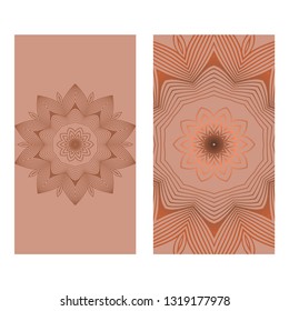 Templates Card With Mandala Design. Vector Illustration. For Visit Card, Business, Greeting Card Invitation. Brown color.