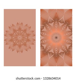 Templates Card With Mandala Design. Vector Illustration. For Visit Card, Business, Greeting Card Invitation. Brown color.