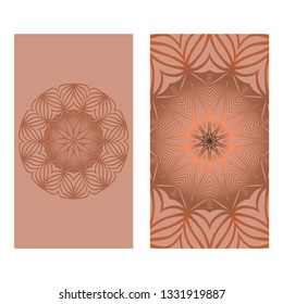 Templates Card With Mandala Design. Vector Illustration. For Visit Card, Business, Greeting Card Invitation. Brown color.