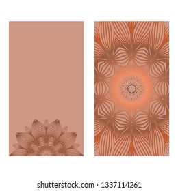 Templates Card With Mandala Design. Vector Illustration. For Visit Card, Business, Greeting Card Invitation. Brown color.