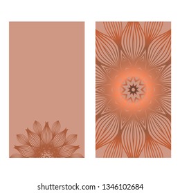 Templates Card With Mandala Design. Vector Illustration. For Visit Card, Business, Greeting Card Invitation. Brown color.