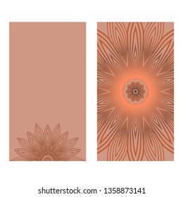 Templates Card With Mandala Design. Vector Illustration. For Visit Card, Business, Greeting Card Invitation. Brown color.