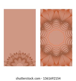 Templates Card With Mandala Design. Vector Illustration. For Visit Card, Business, Greeting Card Invitation. Brown color.