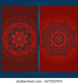 Templates card with mandala design. Vector illustration. For visit card, business, greeting card invitation