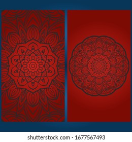 Templates card with mandala design. Vector illustration. For visit card, business, greeting card invitation