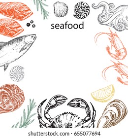 Templates card seafood menu