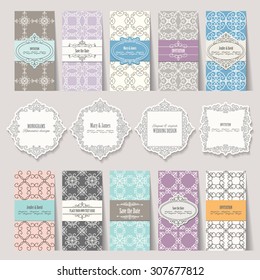 Templates, cards, frames, labels in vintage style. Calm pastel colors. Can be used in different variations.