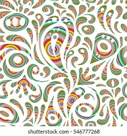 Templates for carpets, textiles, wallpaper and any surface. Vector seamless pattern of multicolored ornament on a white background. Oriental, doodle ornament.