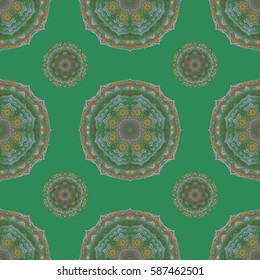 Templates for carpets, textiles, wallpaper and any surface. Vector seamless pattern of orange, green and purple ornament. Oriental, floral ornament.