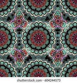 Templates for carpets, textiles, wallpaper and any surface. Vector seamless pattern of beige, red and blue ornament. Oriental, ornament.