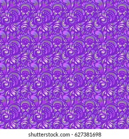 Templates for carpets, textiles, wallpaper and any surface. Vector seamless pattern of violet and purple ornament. Oriental, floral ornament.