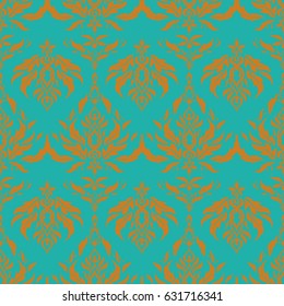 Templates for carpets, textiles, wallpaper and any surface. Vector seamless pattern of blue and orange ornament. Oriental, ornament.