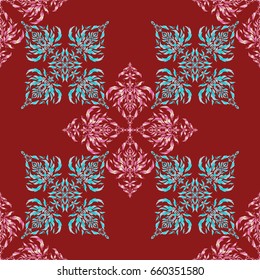 Templates for carpets, textiles, wallpaper and any surface. Vector seamless pattern of red and pink ornament. Oriental, ornament.