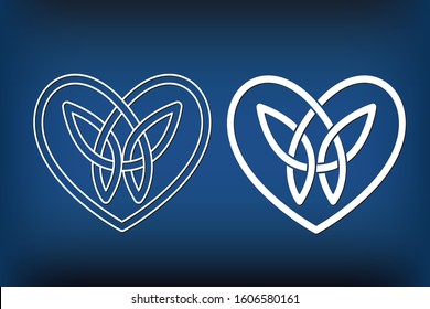 Templates of celtic hearts for laser cutting. Stencil celt logo pattern for paper cut from a variety of materials. Irish ornaments for print. Vector stock illustration.