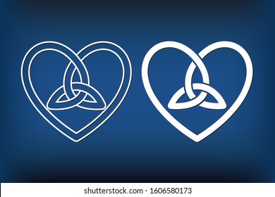 Templates of celtic hearts for laser cutting. Stencil celt logo pattern for paper cut from a variety of materials. Irish ornaments for print. Vector stock illustration.