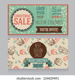 templates for christmas sale horizontal banner, vector illustration