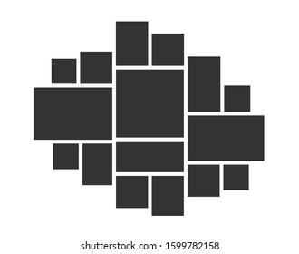 Templates collage 16 frames photos parts. Vector poster frame mockup. Sixteen photos.