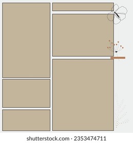 Templates collage 4 frame photos.Template of moodboard. Vector illustration.