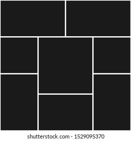 Templates collage eight frames for photos and pictures, photo collage, photo puzzle. Vector illustration. Modern minimalistic mood board mockup