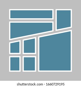 Templates collage eight frames, photos, parts pictures, illustrations. Vector frame branding presentation. Creative theme with 8 part simple square border layout. Modern minimalistic mood board mockup