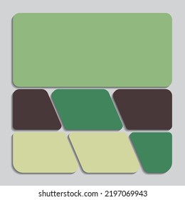 Las plantillas cotejan ocho marcos, fotos, partes de imágenes, ilustraciones. Presentación de la marca de marco vectorial. Moderna maqueta minimalista de tablero con forma de gradiente dorado.