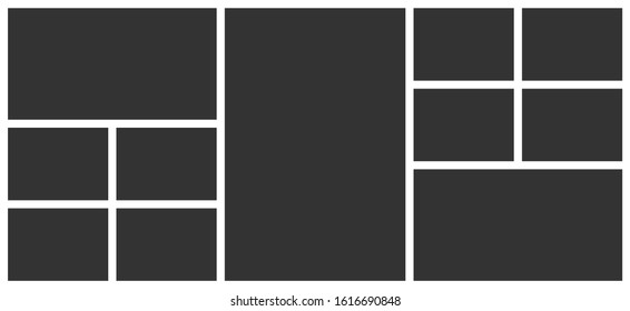 Templates collage eleven frames photos parts. Vector poster frame layout. Eleven photos.