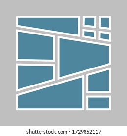 Plantillas para intercalar once marcos, fotos, imágenes de piezas, ilustraciones. Presentación de la marca de marco vectorial. Tema creativo con 11 piezas de diseño simple de borde cuadrado. Moderna maqueta mínima.