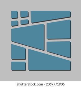 Templates collage eleven frames, photos, parts pictures, illustrations. Vector frame branding presentation. Creative theme with 11 part simple square border layout. Modern minimalistic board mockup.