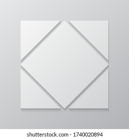 Templates collage five frames, photos, parts pictures, illustrations. Vector frame branding presentation. Creative theme with 5 part simple square border layout. Modern minimal moodboard mockup.