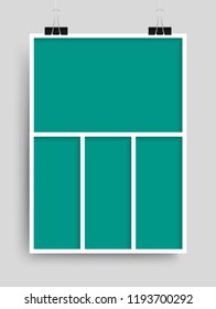 Templates collage four frames, photos, parts, picture or illustration. Vector frames. Board and branding Presentation. Creative theme. Moodboard. Four photos. Poster frame mockup. Collage concept.