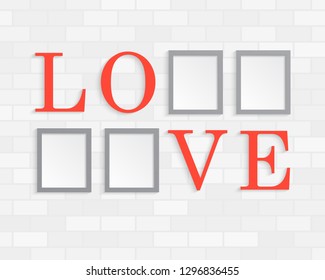 Vorlagen sammeln vier Rahmen, Fotos, Teile, Bilder. Vier Vektorfotos für Ihre Liebe, Familie, Freundschaft, Beziehung. Poster sind an der Wand aufgetaucht. Collages Rahmen Feiern Hochzeit Konzept.