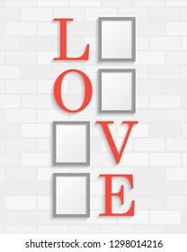 Templates collage four frames, photos, parts, pictures. Four vector photos for your love, family, friendship, relationship. Posters mockup on the wall. Collages frame celebration wedding concept.