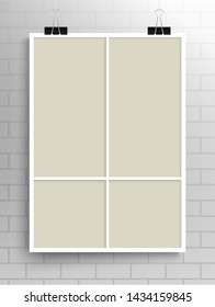 Templates collage four frames photos parts, picture or illustration. Vector frames. Board and branding Presentation. Creative theme. Moodboard. Four photos. Poster frame mockup. Collage concept.