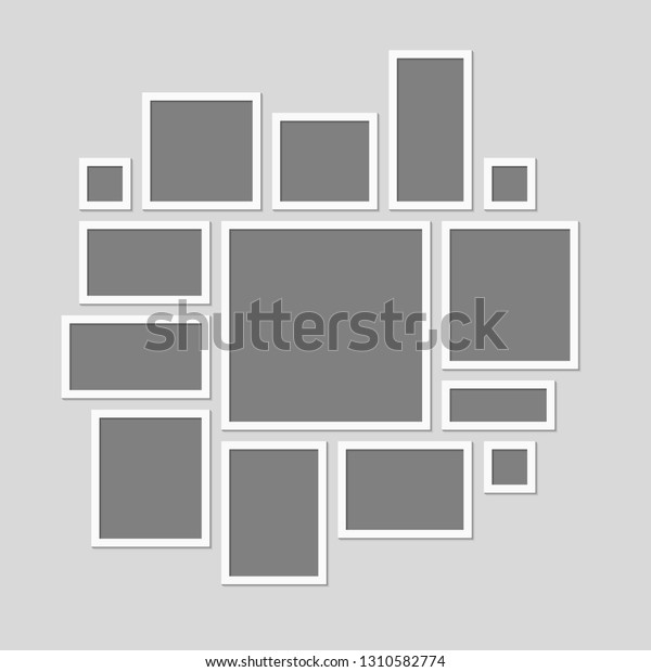 Templates Collage Fourteen Frames Photos Parts Stock Vector (Royalty ...