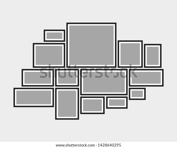 Download Templates Collage Fourteen Frames Photos Parts Stock Vector Royalty Free 1428640295 PSD Mockup Templates